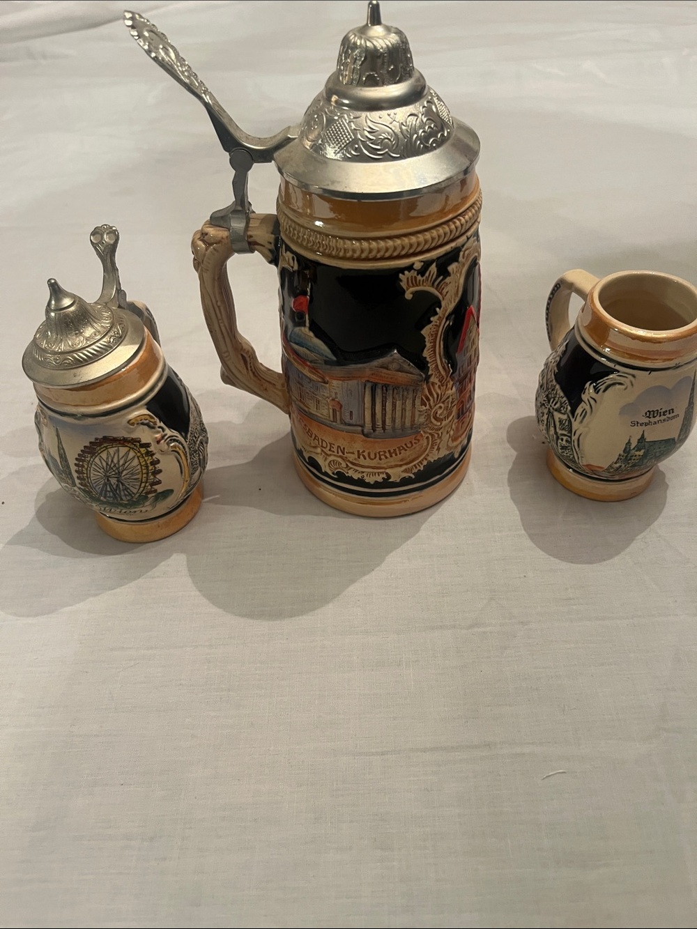 Decorative Ceramic Beer Stein Set - Black and Tan